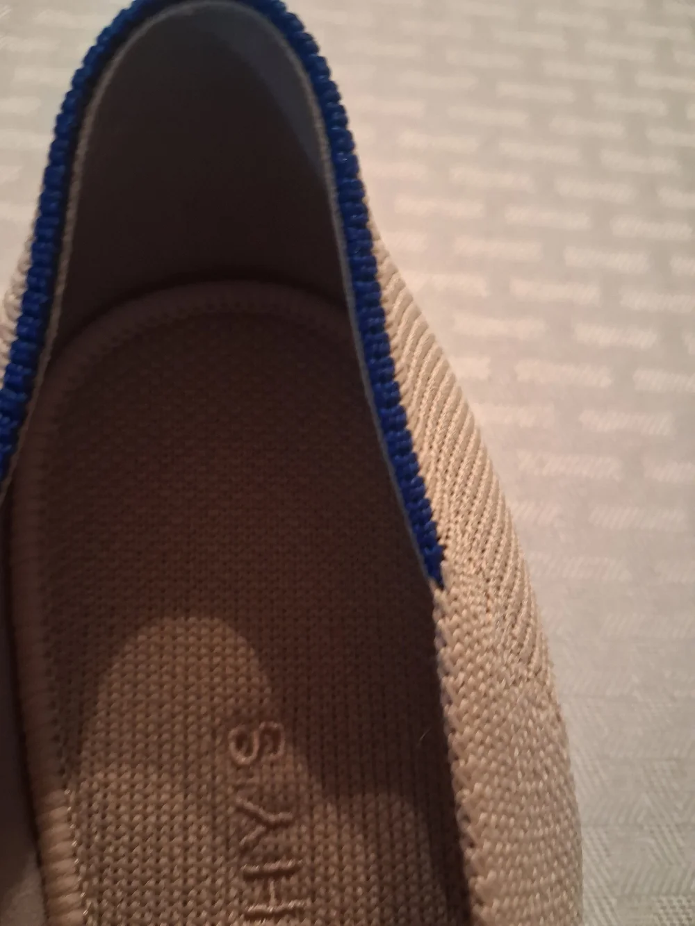 Rothy's Women's Beige Knit Ballet Flats with Navy Trim - Picture 6 of 13
